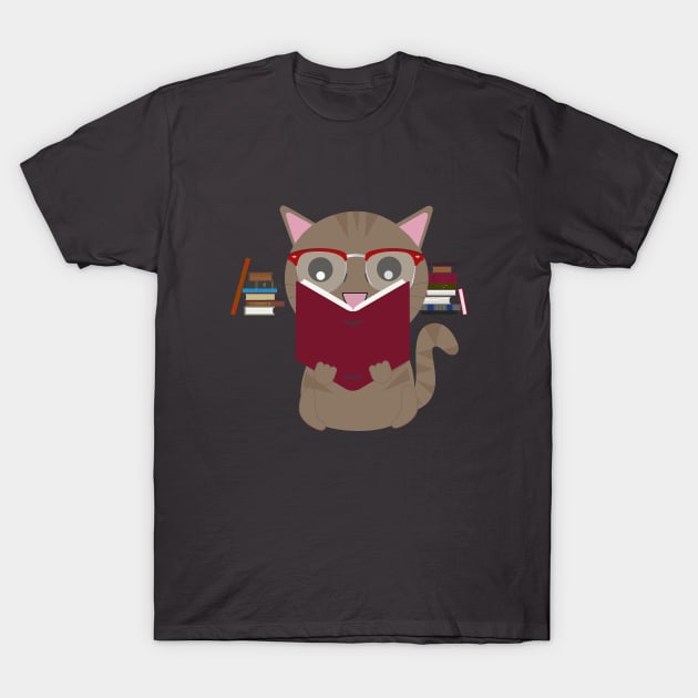 Reader Cat T-Shirt by DROLO